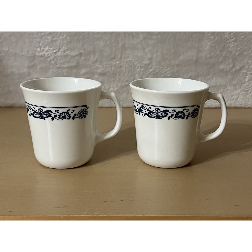 Corning Old Town Blue Coffee Mugs Set of 2 USA